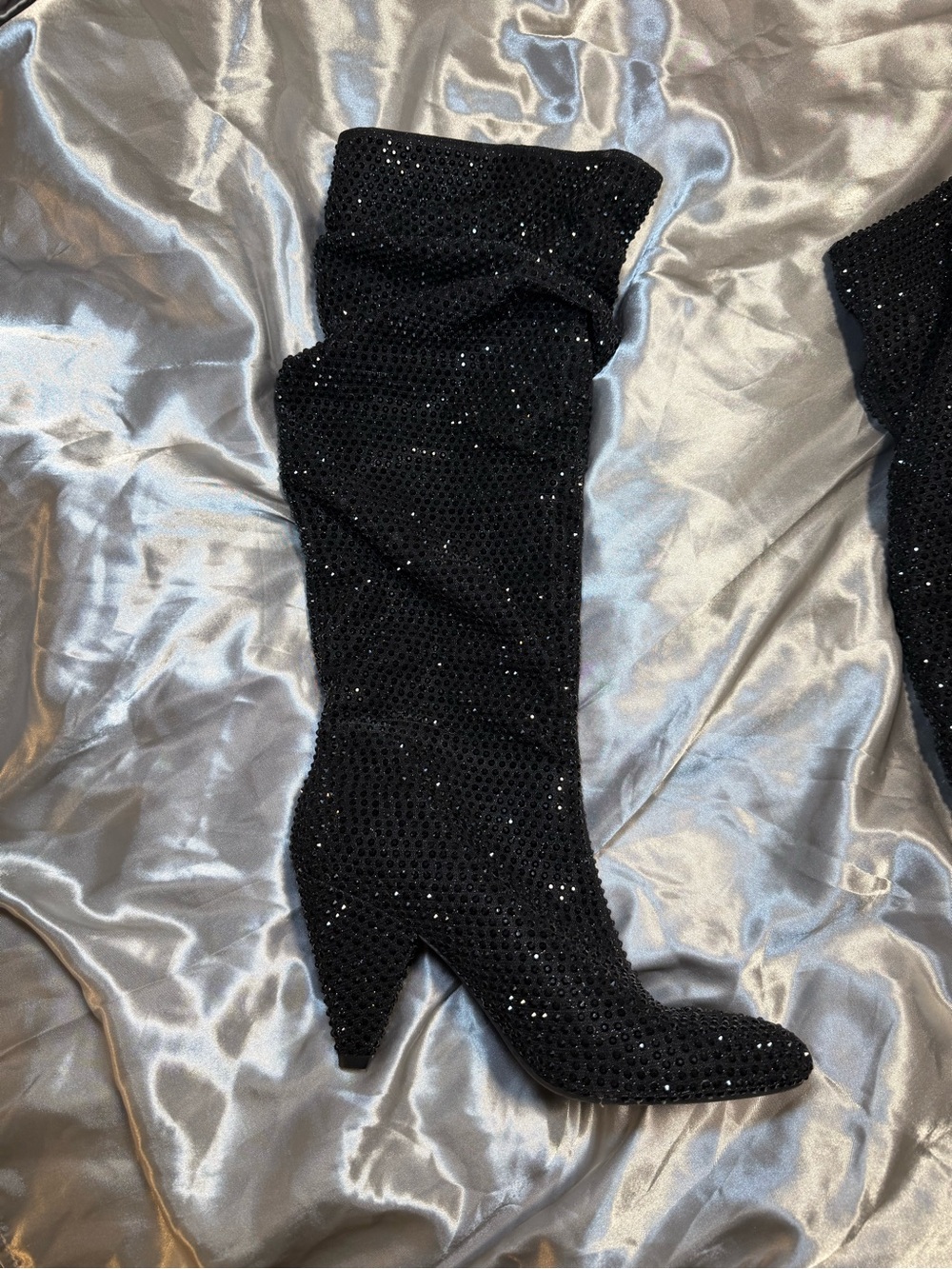 INC International Concepts Black Sequin Over-the-Knee Boots - Picture 8 of 9